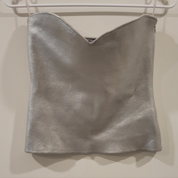Zara Tops - Zara Silver Metallic Top Size Medium